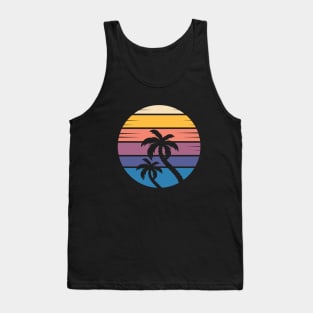 Retro Style Sunset Beach Pal Tree Tank Top